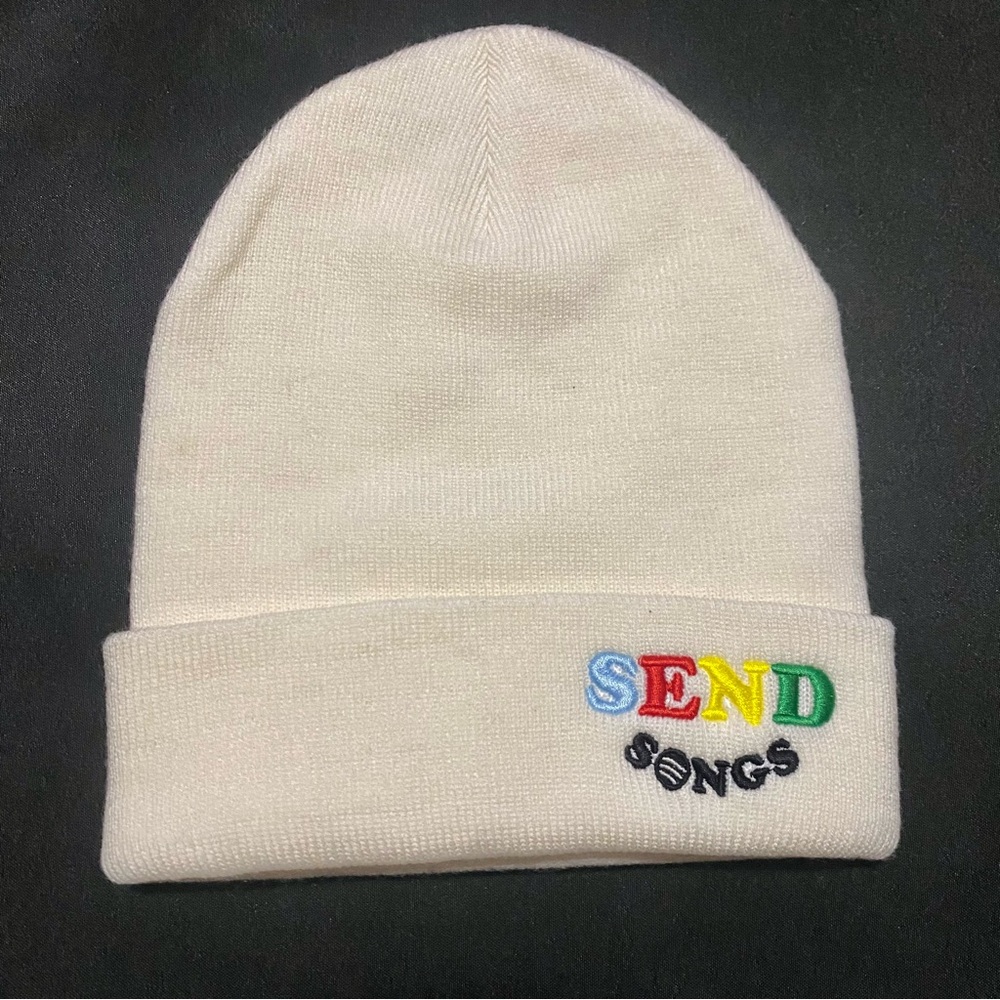 Madhappy Spotify Send Songs Cream Beanie with Multicolor Embroidery